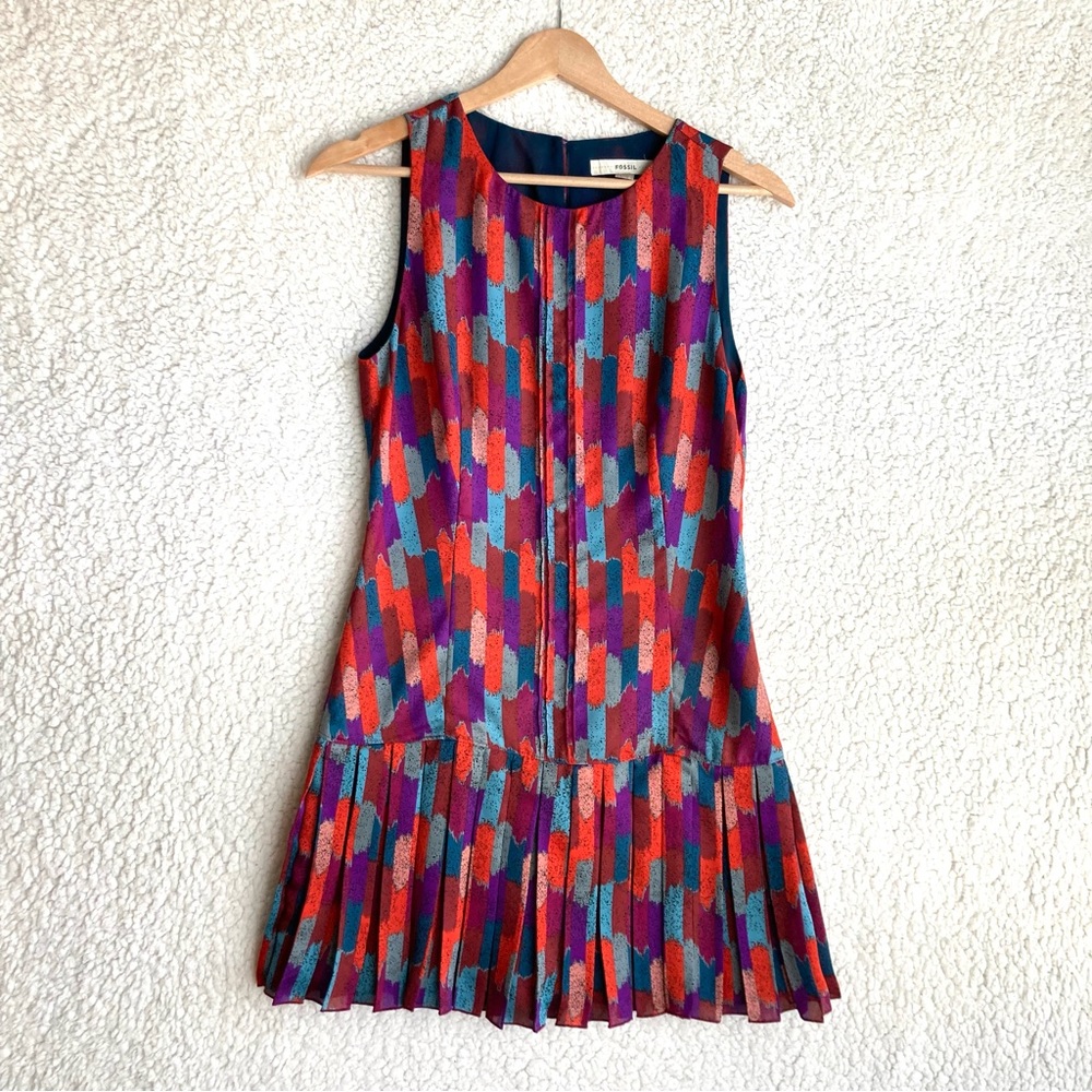 Fossil Women's sleeveless multi-color drop waist dress, Sz XS - Picture 5 of 17